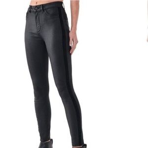 DL1961 Farrow Ankle High Rise Instasculpt Skinny Coated Tuxedo Jeans